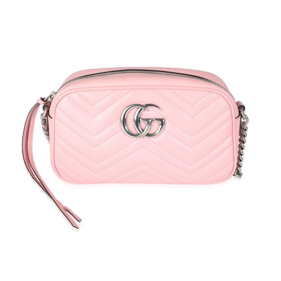 Gucci Pink Matelass√© Leather Small GG Marmont Shoulder Bag - Picture 1 of 6